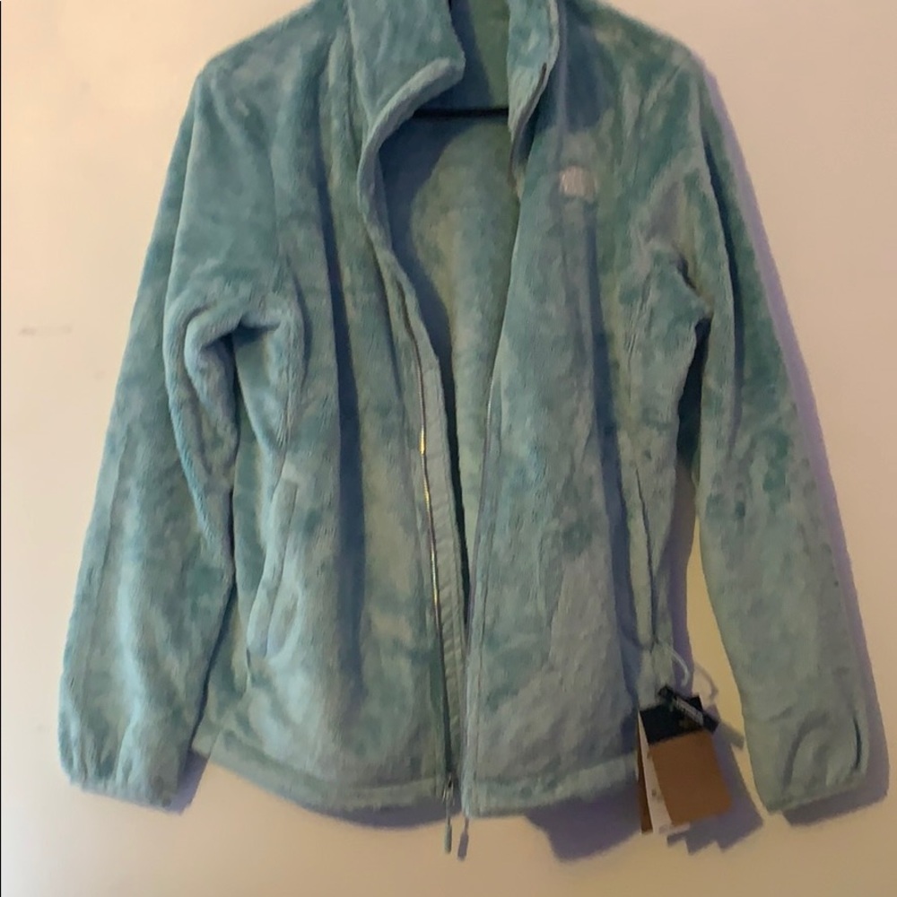North face green zip up jacket